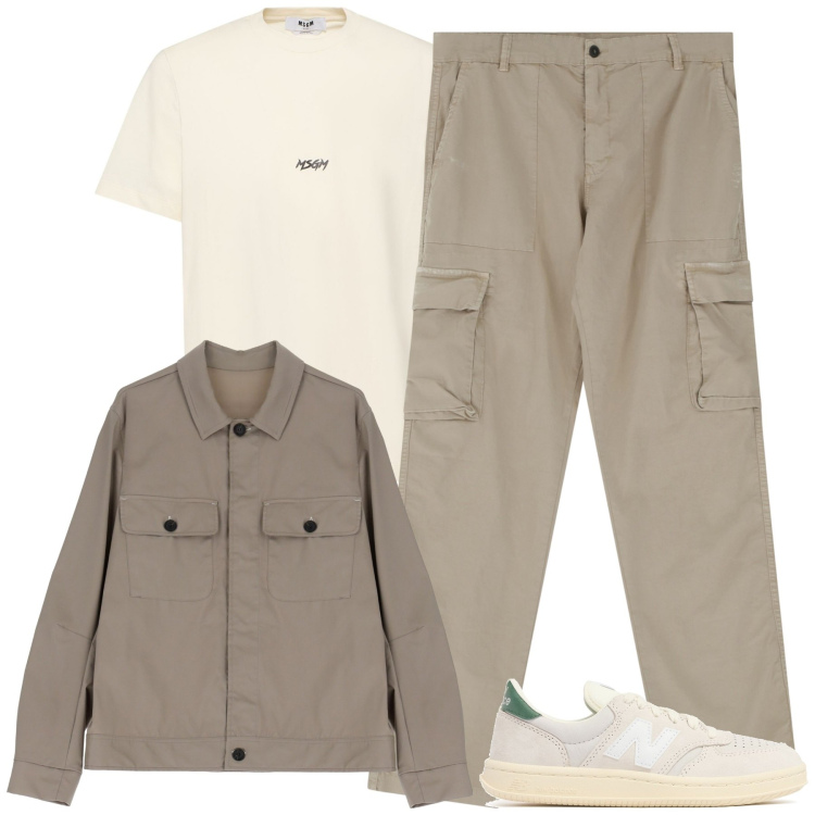 Outfit uomo - City. Stile Urban per Tutti i giorni. Abbinamento con pantaloni cargo, giacche, t-shirt, sneakers.