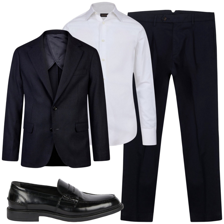 Outfit uomo - Business. Stile Business/Elegante per Tutti i giorni. Abbinamento con giacche, camicie, scarpe stringate, pantaloni.
