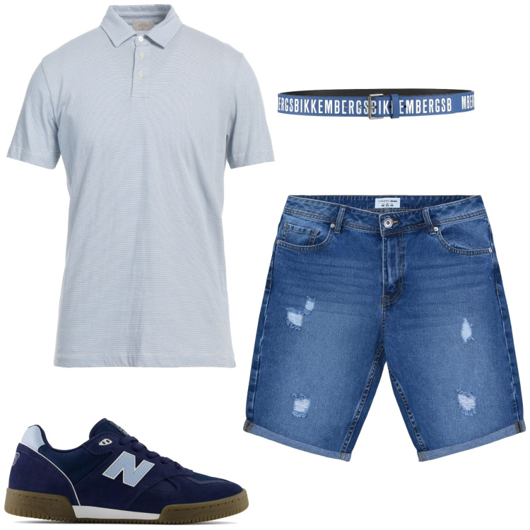 Outfit uomo - Polo e bermuda. Stile Casual per Tutti i giorni. Abbinamento con cinture, polo, bermuda, sneakers.