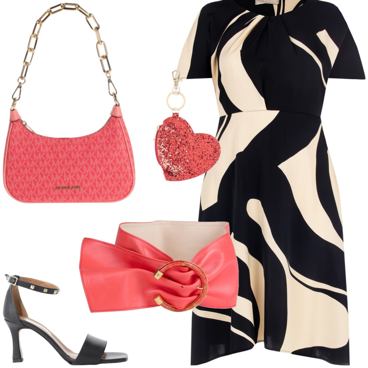 Outfit donna - Total look #2168357. Stile Chic per Serata fuori. Abbinamento con cinture, borse a mano, portachiavi, sandali col tacco, vestiti corti.