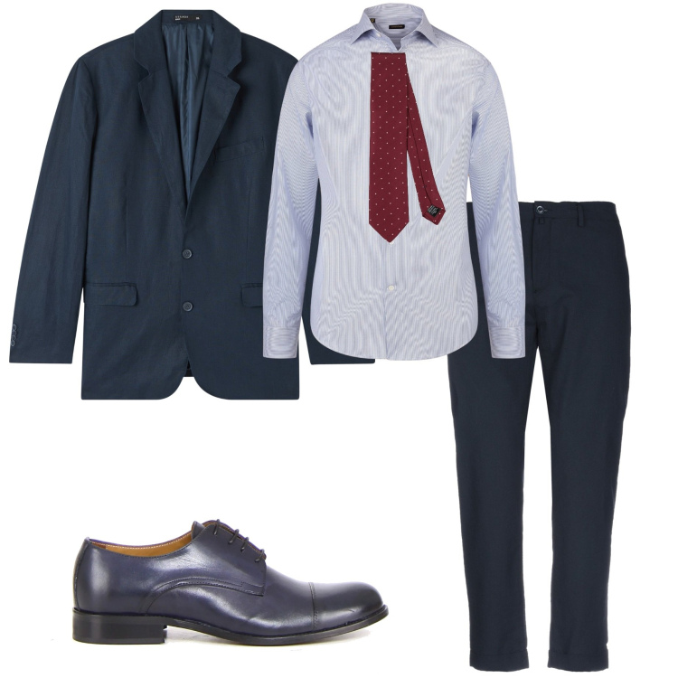 Outfit uomo - Cerimonia. Stile Business/Elegante per Cerimonia. Abbinamento con cravatte, pantaloni chino, giacche, camicie, scarpe stringate.