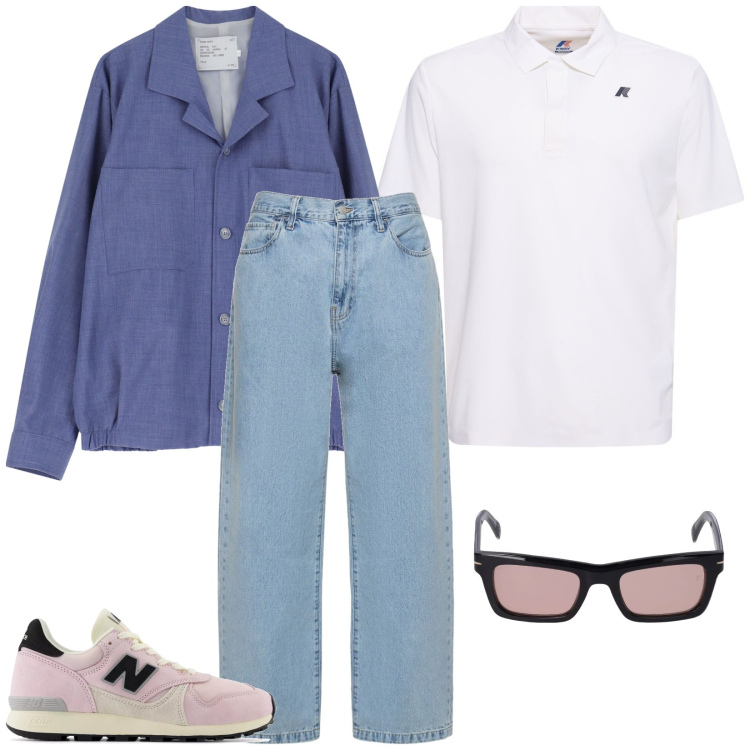 Outfit uomo - Total look #2168443. Stile Casual per Tutti i giorni. Abbinamento con sneakers, cappotti, occhiali da sole, pantaloni, polo.