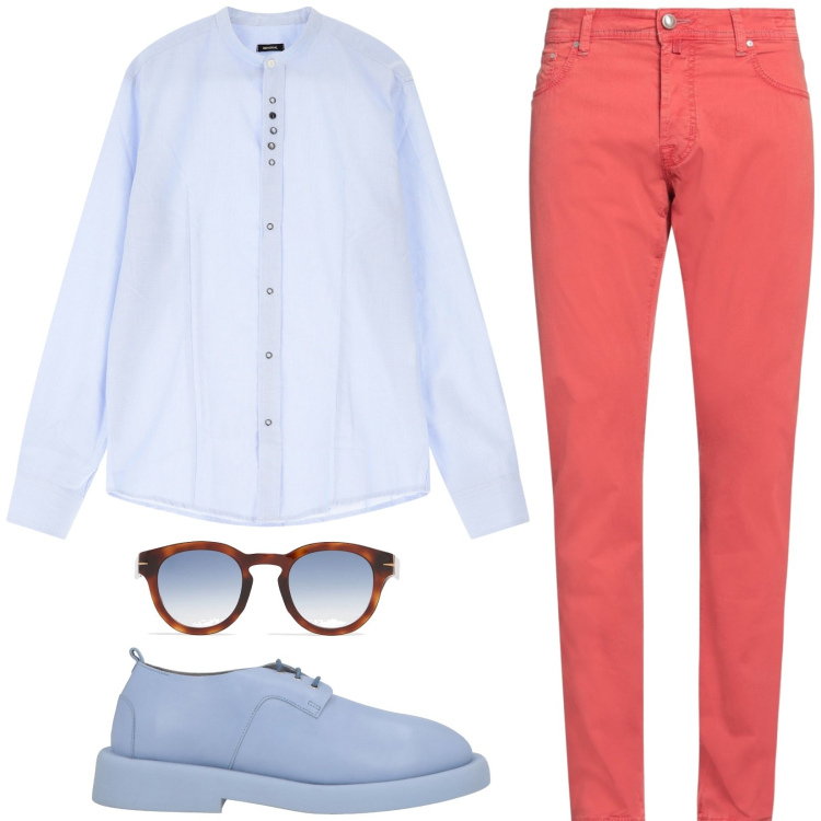 Outfit uomo - Total look #2168453. Stile Trendy per Tutti i giorni. Abbinamento con scarpe stringate, pantaloni, camicie, occhiali da sole.