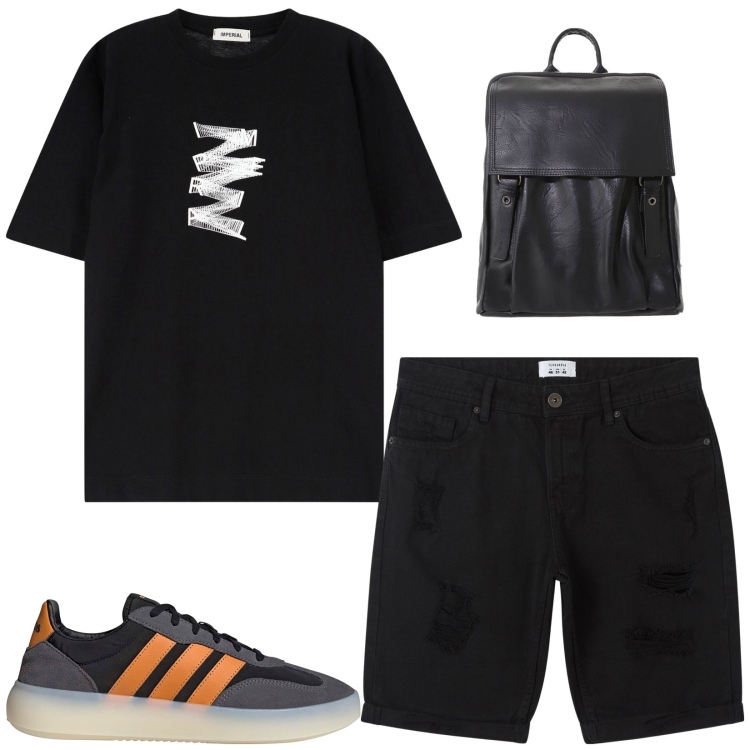 Outfit uomo - Total look #2168466. Stile Casual per Tutti i giorni. Abbinamento con bermuda, t-shirt, borse sportive, sneakers.