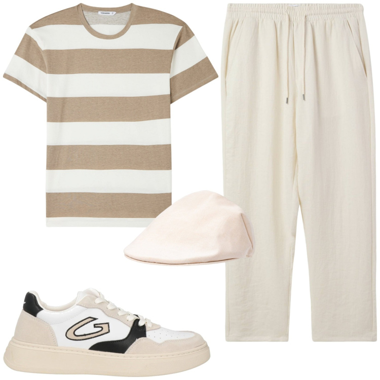 Outfit uomo - Total look #2168467. Stile Casual per Tutti i giorni. Abbinamento con sneakers, t-shirt, pantaloni, cappelli e berretti.
