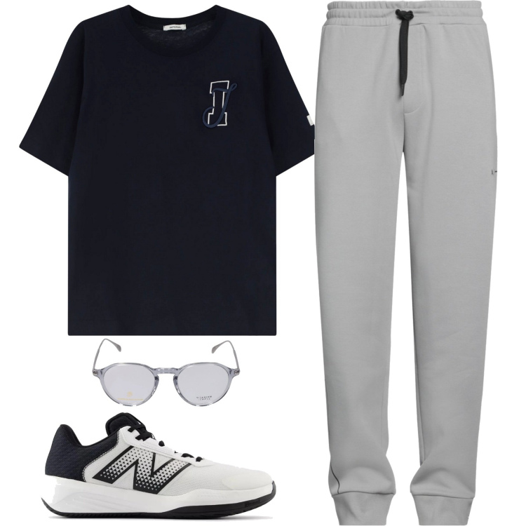 Outfit uomo - Total look #2168530. Stile Casual per Sport. Abbinamento con pantaloni, sneakers, t-shirt, occhiali da sole.