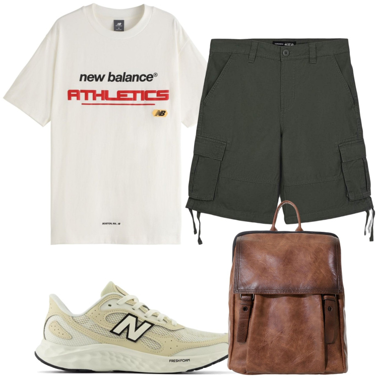 Outfit uomo - Total look #2168543. Stile Casual per Tutti i giorni. Abbinamento con borse sportive, bermuda, t-shirt, sneakers.