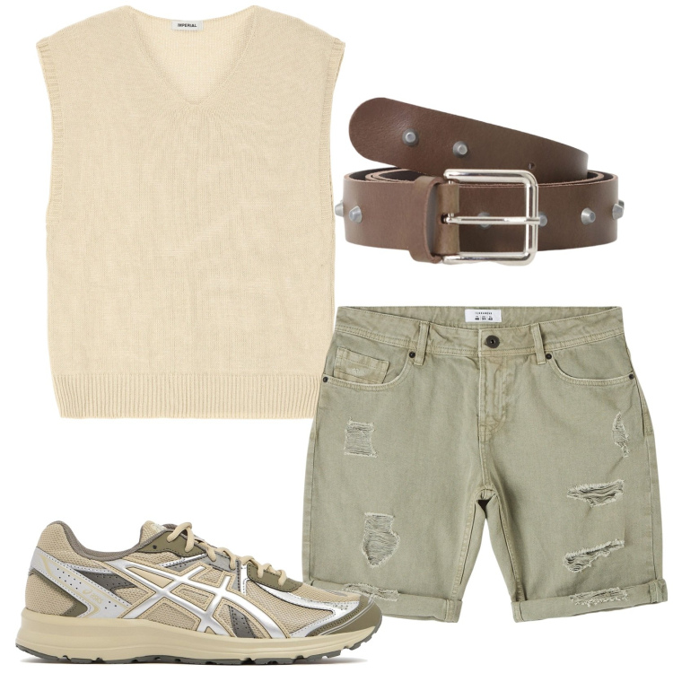 Outfit uomo - Total look #2168545. Stile Casual per Tutti i giorni. Abbinamento con bermuda, cinture, maglieria, sneakers.