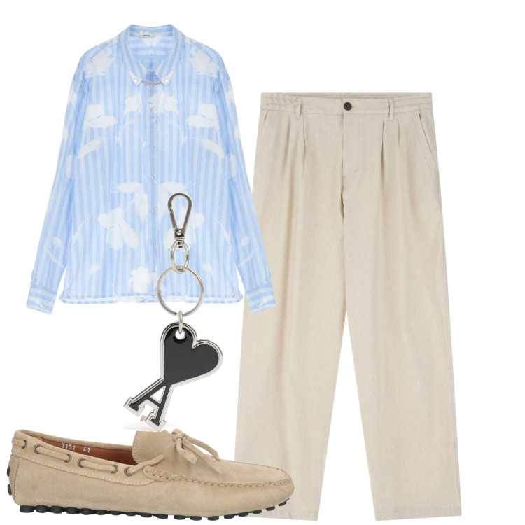 Outfit uomo - Total look #2168613. Stile Urban per Tutti i giorni. Abbinamento con scarpe stringate, pantaloni, camicie, portachiavi.