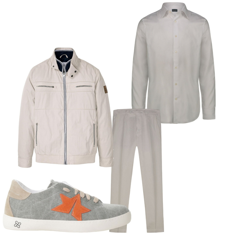 Outfit uomo - Like a star. Stile Casual per Tutti i giorni. Abbinamento con giacche, sneakers, camicie, pantaloni.