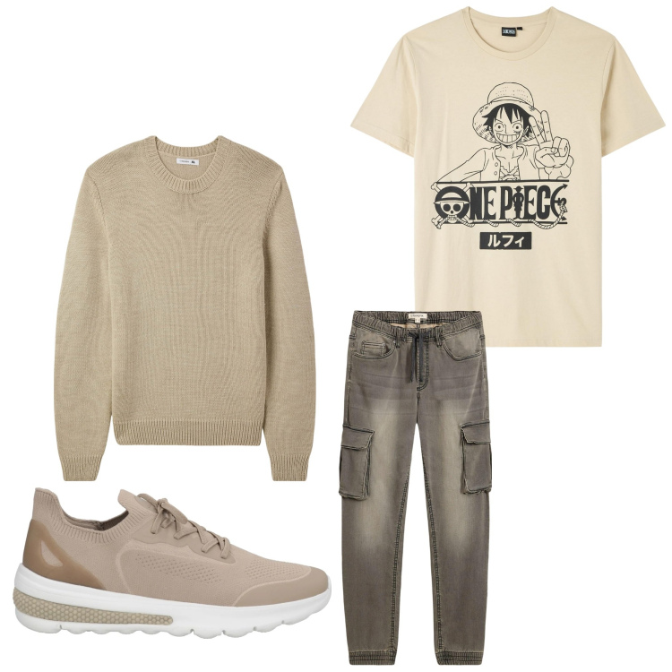 Outfit uomo - Fa ancora freschino. Stile Casual per Tutti i giorni. Abbinamento con jeans slim fit, sneakers, maglieria, t-shirt.