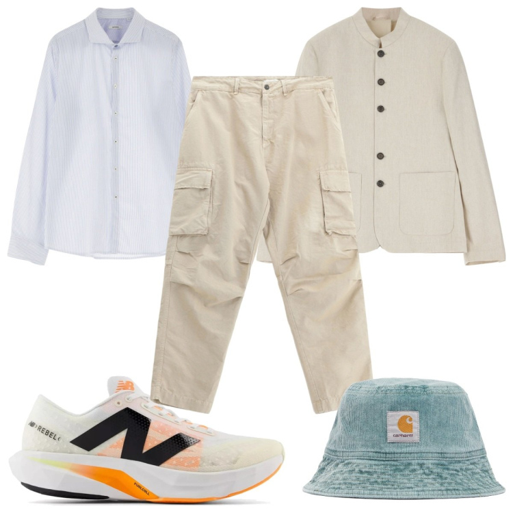 Outfit uomo - Total look #2168674. Stile Casual per Tutti i giorni. Abbinamento con sneakers, camicie, pantaloni cargo, giacche, cappelli.