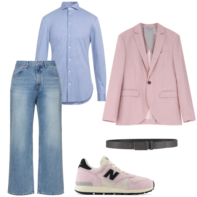 Outfit uomo - Vado a lavoro. Stile Urban per Ufficio. Abbinamento con cinture, camicie, sneakers, giacche, jeans.