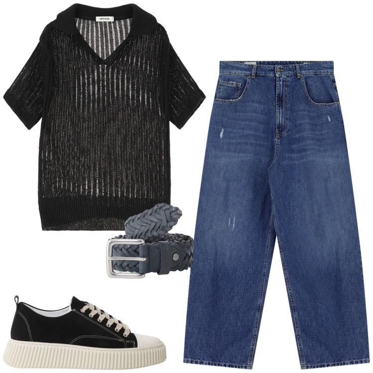 Outfit uomo - Total look #2168682. Stile Casual per Tutti i giorni. Abbinamento con maglieria, sneakers, jeans, cinture.