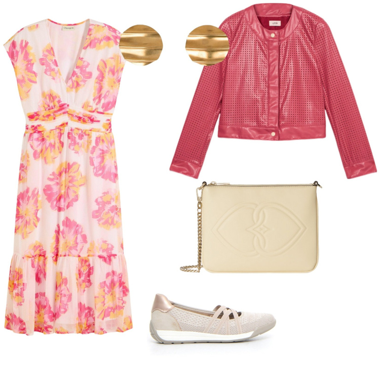 Outfit donna - Commissioni venerdì mattina. per Tutti i giorni. Abbinamento con vestiti midi/longuette, ballerine, giacche, pochette, orecchini.