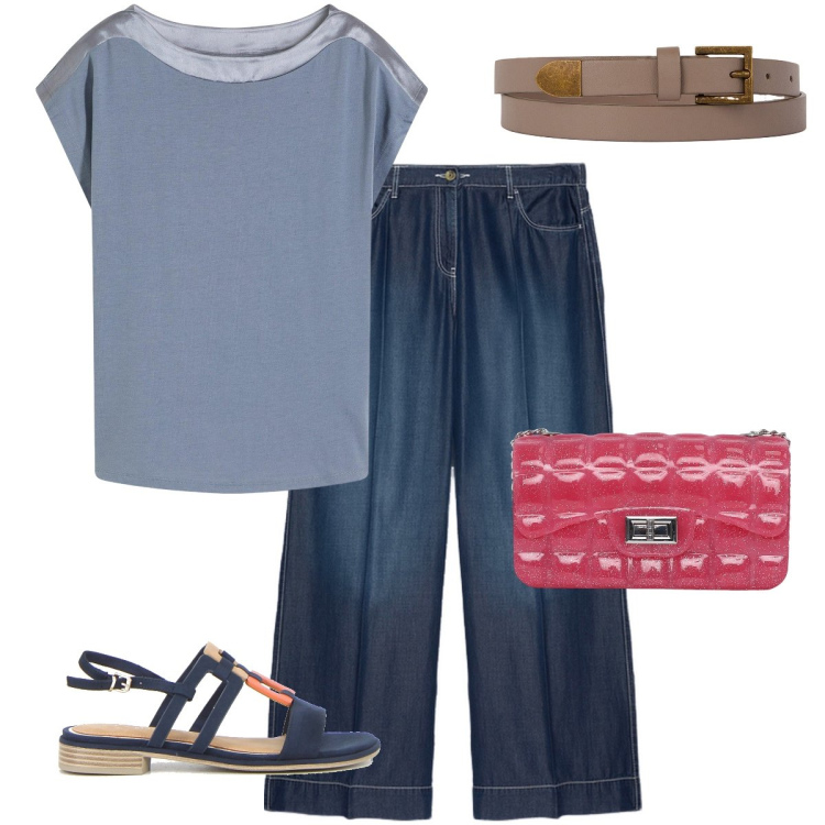 Outfit donna - Il pantalone morbido. Stile Casual chic per Tutti i giorni. Abbinamento con bluse, borse a tracolla, pantaloni, sandali, cinture.