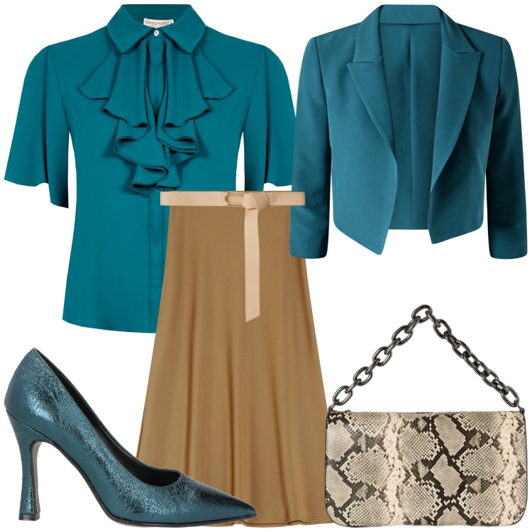 Outfit donna - La camicia con le rouches romantiche. Stile Bon Ton per Cerimonia. look ideale per Tall. Abbinamento con décolleté, blazer, bluse, gonne longuette, borse a tracolla, cinture.