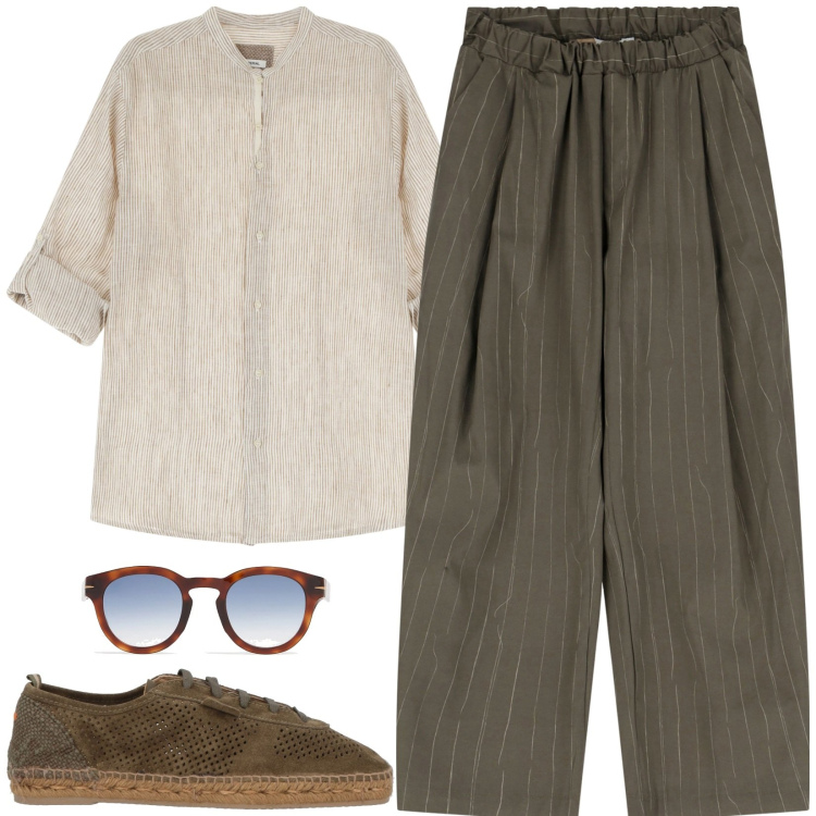 Outfit uomo - Total look #2168814. Stile Trendy per Tutti i giorni. Abbinamento con espadrillas, camicie, pantaloni, occhiali da sole.