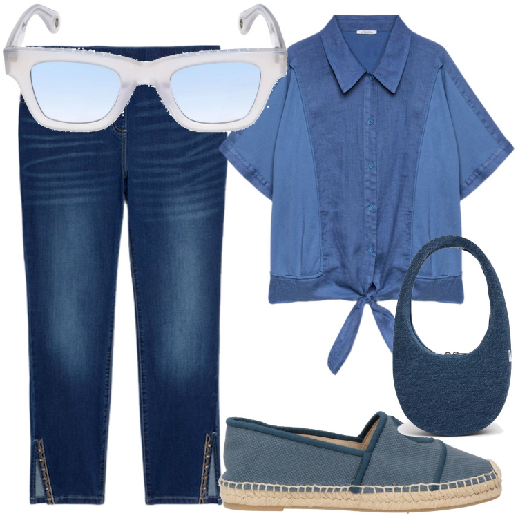 Outfit donna - Total look #2168929. Stile Casual per Tutti i giorni. Abbinamento con espadrillas, jeggings, camicie, occhiali da sole, borse a spalla.