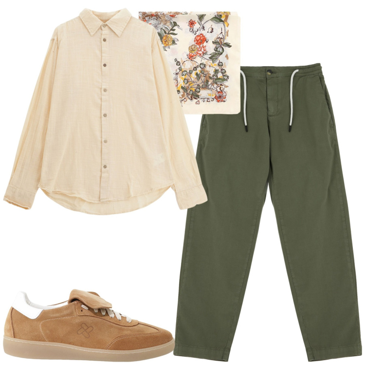 Outfit uomo - Total look #2169003. Stile Trendy per Tutti i giorni. Abbinamento con pantaloni chino, sneakers, camicie, sciarpe e foulard.
