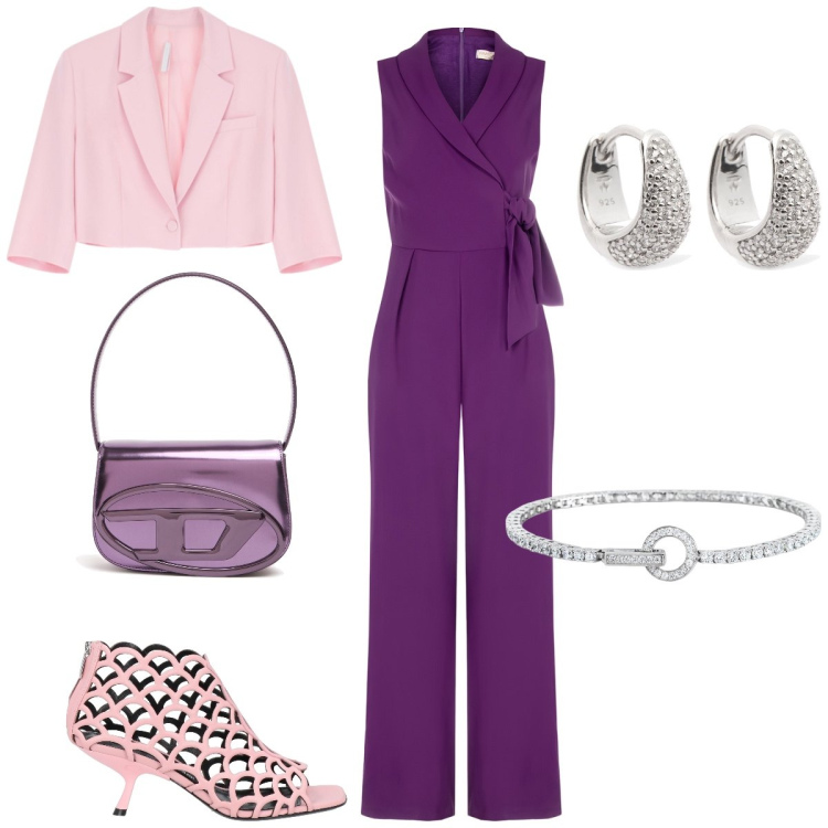 Outfit donna - Cerimonia. Stile Chic per Cerimonia. Abbinamento con stivaletti, blazer, braccialetti, tute, orecchini, borse a spalla.