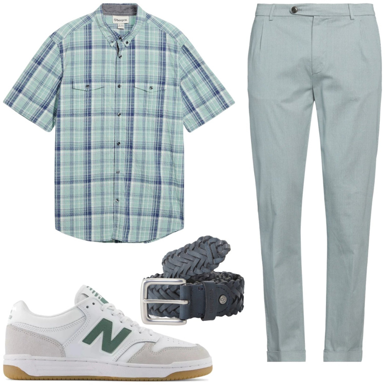 Outfit uomo - Camicie a maniche corte. Stile Casual per Tutti i giorni. Abbinamento con camicie a manica corta, pantaloni chino, sneakers, cinture.