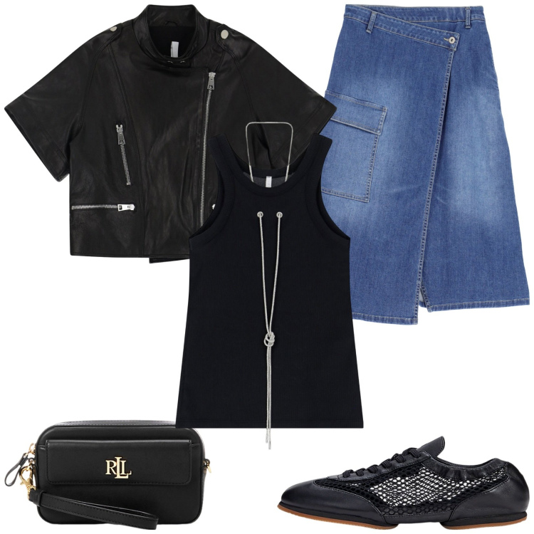 Outfit donna - Concerti rock, musica live a maggio. Stile Rock per Serata fuori. Abbinamento con gonne longuette, top, giacche, pochette, ballerine.