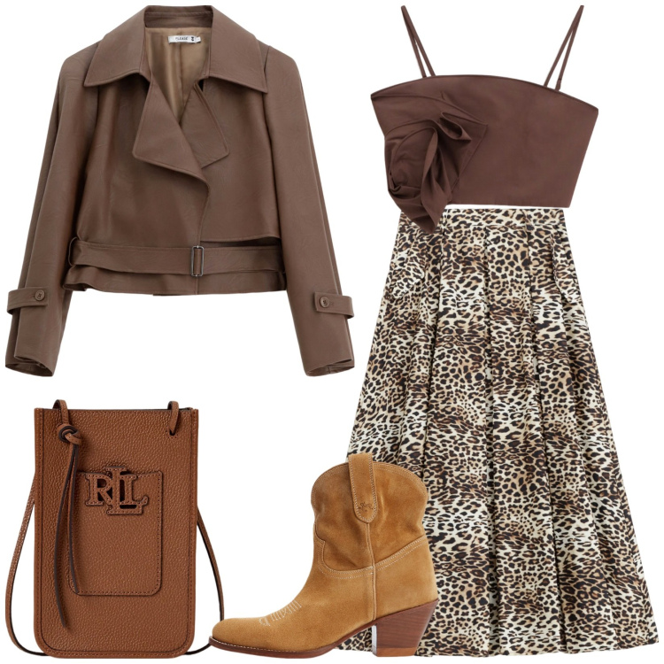 Outfit donna - Concerti rock, musica live a maggio. Stile Sporty chic per Serata fuori. Abbinamento con blazer, top, gonne longuette, borse a tracolla, stivaletti.