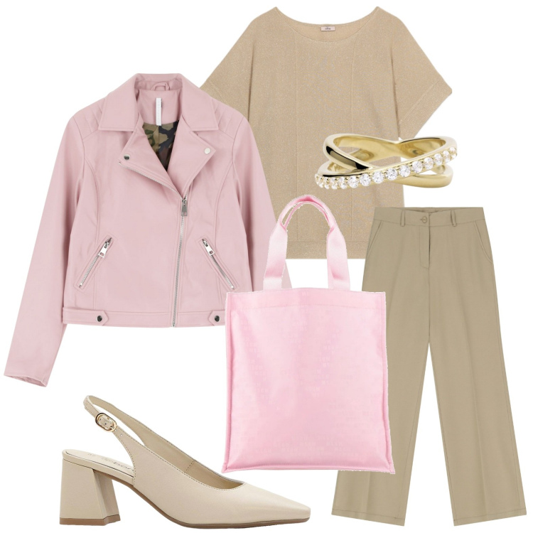 Outfit donna - La shopper multiuso. Stile Minimal per Tutti i giorni. Abbinamento con décolleté, borse a mano, anelli, pantaloni, blazer, maglieria.