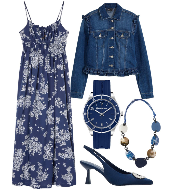 Outfit donna - Pronta in 2 minuti. Stile Basic per Tutti i giorni. Abbinamento con blazer, décolleté, vestiti lunghi, orologi, collane.