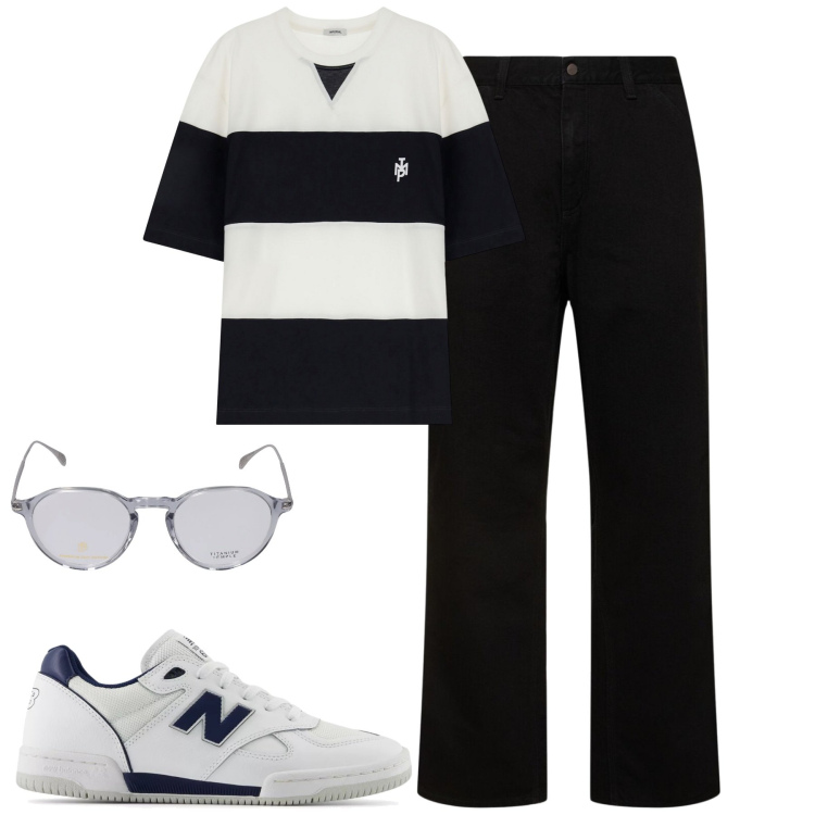 Outfit uomo - Total look #2169181. Stile Casual per Tutti i giorni. Abbinamento con sneakers, t-shirt, occhiali da sole, jeans.