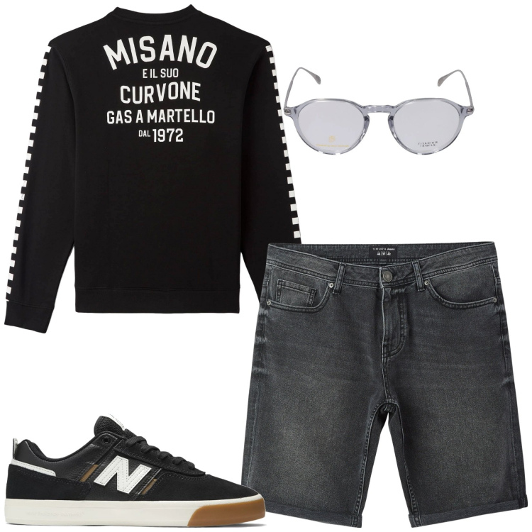 Outfit uomo - Total look #2169302. Stile Urban per Tutti i giorni. Abbinamento con felpe, bermuda, sneakers, occhiali da sole.