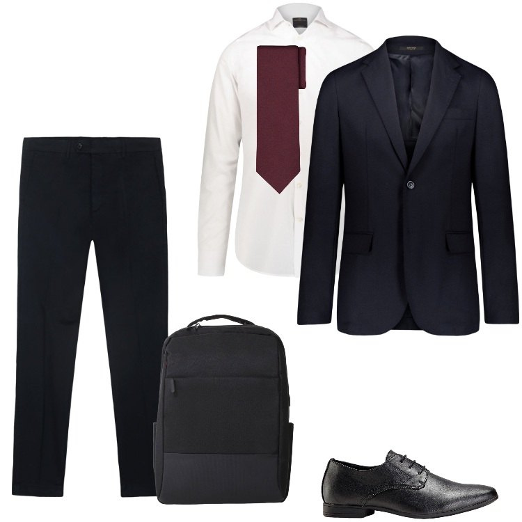 Outfit uomo - Total look #2169343. Stile Business/Elegante per Ufficio. Abbinamento con scarpe stringate, borse sportive, giacche, camicie, pantaloni chino, cravatte.