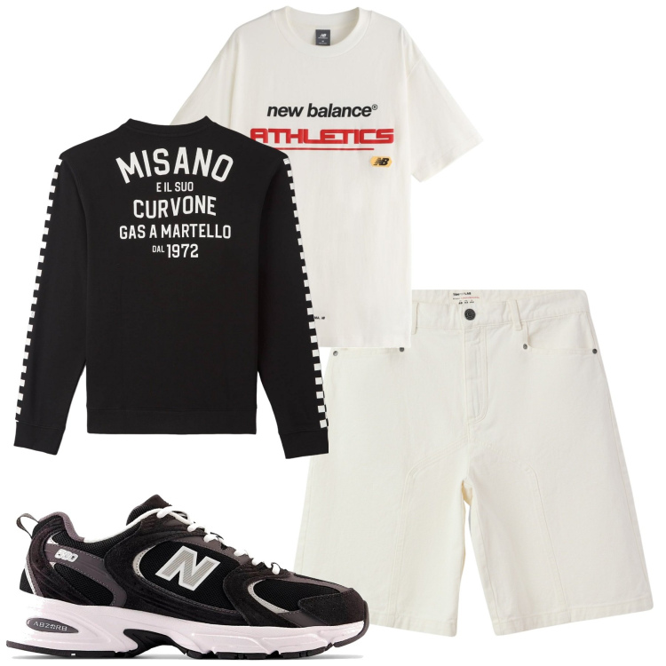 Outfit uomo - Total look #2169460. Stile Casual per Tutti i giorni. Abbinamento con felpe, bermuda, t-shirt, sneakers.