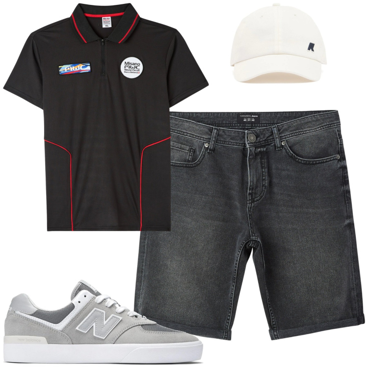 Outfit uomo - Total look #2169466. Stile Casual per Tutti i giorni. Abbinamento con polo, bermuda, sneakers, cappelli.