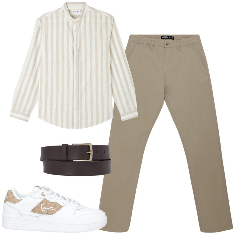 Outfit uomo - In ufficio. Stile Urban per Ufficio. Abbinamento con sneakers, pantaloni chino, camicie, cinture.