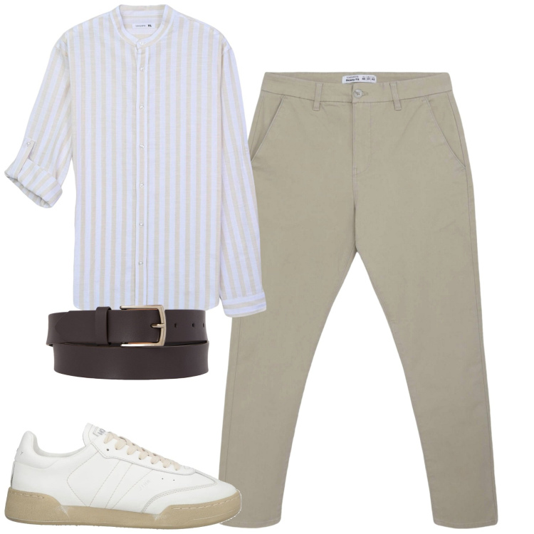 Outfit uomo - City. Stile Urban per Tutti i giorni. Abbinamento con sneakers, pantaloni chino, camicie, cinture.