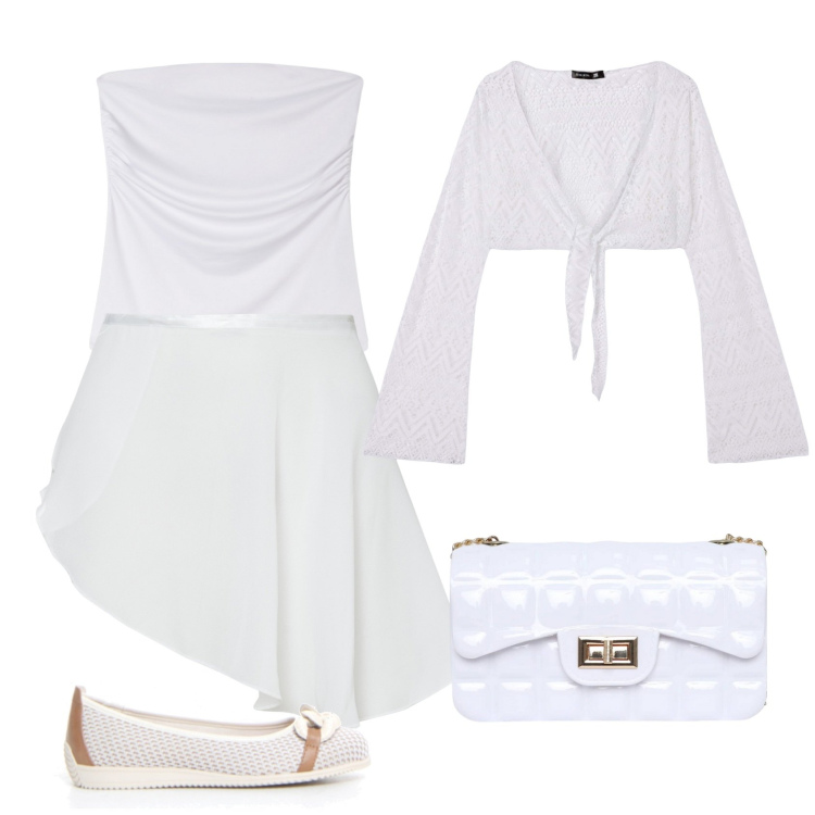 Outfit donna - Total look #2169547. Stile Chic per Serata fuori. Abbinamento con body, borse a tracolla, bolero, minigonne, ballerine.