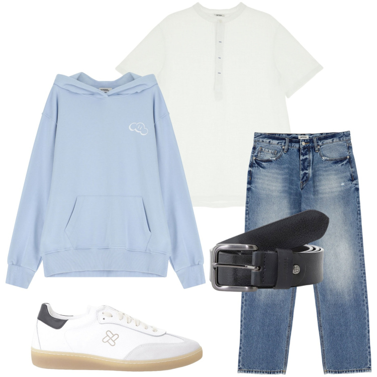 Outfit uomo - Imperial style. Stile Casual per Tutti i giorni. Abbinamento con jeans, sneakers, cinture, t-shirt, felpe con cappuccio.