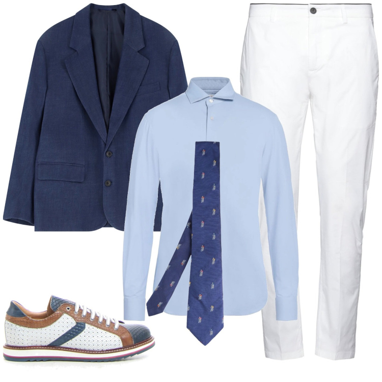 Outfit uomo - Total look #2169613. Stile Business/Elegante per Cerimonia. Abbinamento con cravatte, camicie, pantaloni chino, giacche, scarpe stringate.