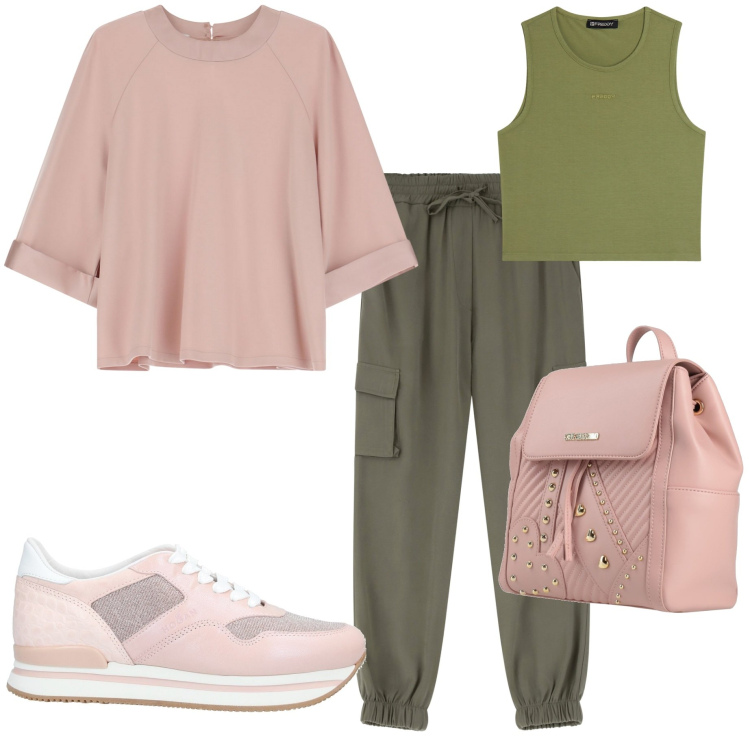Outfit donna - Sporty chic. Stile Sporty chic per Sport. Abbinamento con sneakers, zaini, felpe, pantaloni, top.