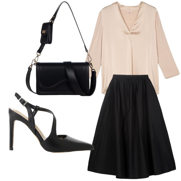 Outfit donna - Seta al tramonto. Stile Glamour per Serata fuori. Abbinamento con pochette, décolleté, bluse, gonne lunghe.