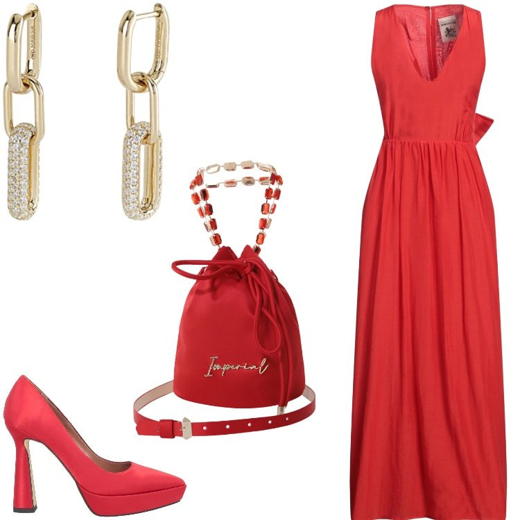 Outfit donna - Total look #2169814. Stile Chic per Serata fuori. Abbinamento con décolleté, vestiti lunghi, orecchini, borse a secchiello.