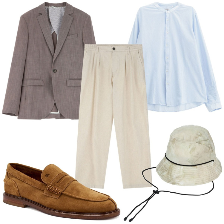 Outfit uomo - Total look #2169982. Stile Casual per Tutti i giorni. Abbinamento con cappelli, giacche, pantaloni, camicie, scarpe stringate.