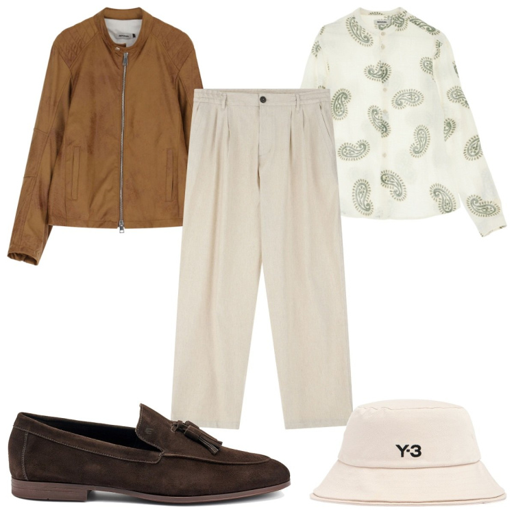 Outfit uomo - Total look #2169991. Stile Casual per Tutti i giorni. Abbinamento con pantaloni, giacche, camicie, cappelli, scarpe stringate.