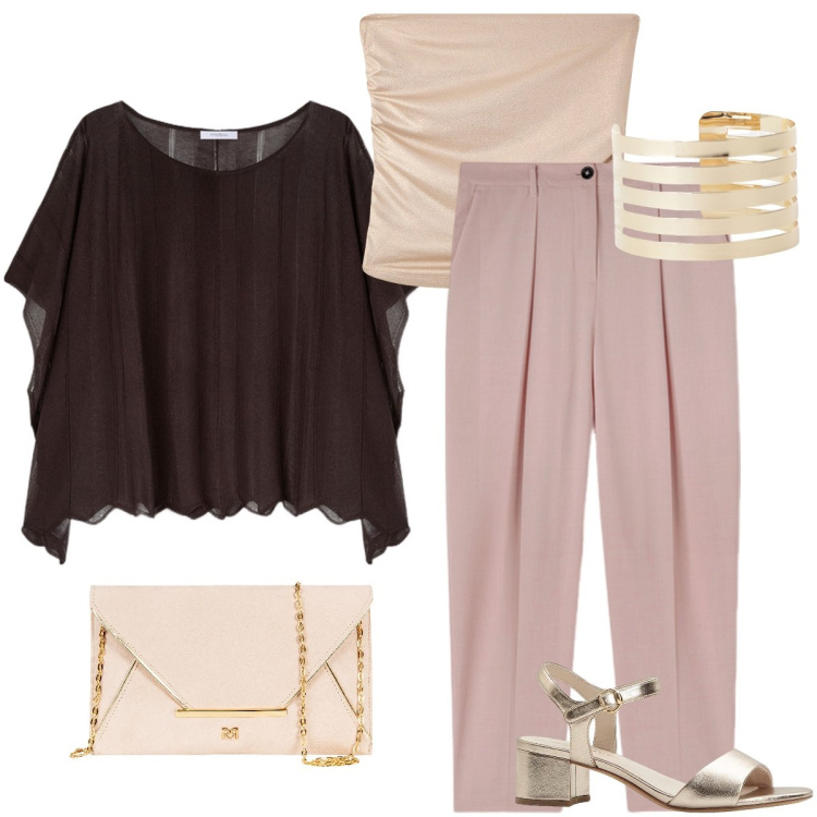 Outfit donna - La blusa moka. Stile Romantica per Serata fuori. Abbinamento con sandali col tacco, top, pochette, braccialetti, cappotti, pantaloni.