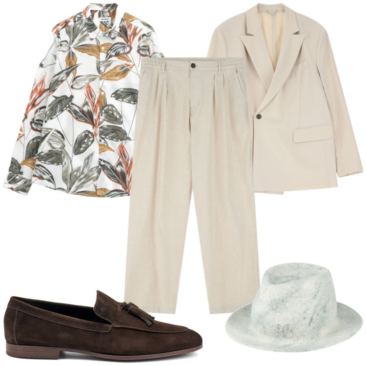 Outfit uomo - Total look #2169993. Stile Trendy per Tutti i giorni. Abbinamento con cappelli, giacche, pantaloni, camicie, scarpe stringate.