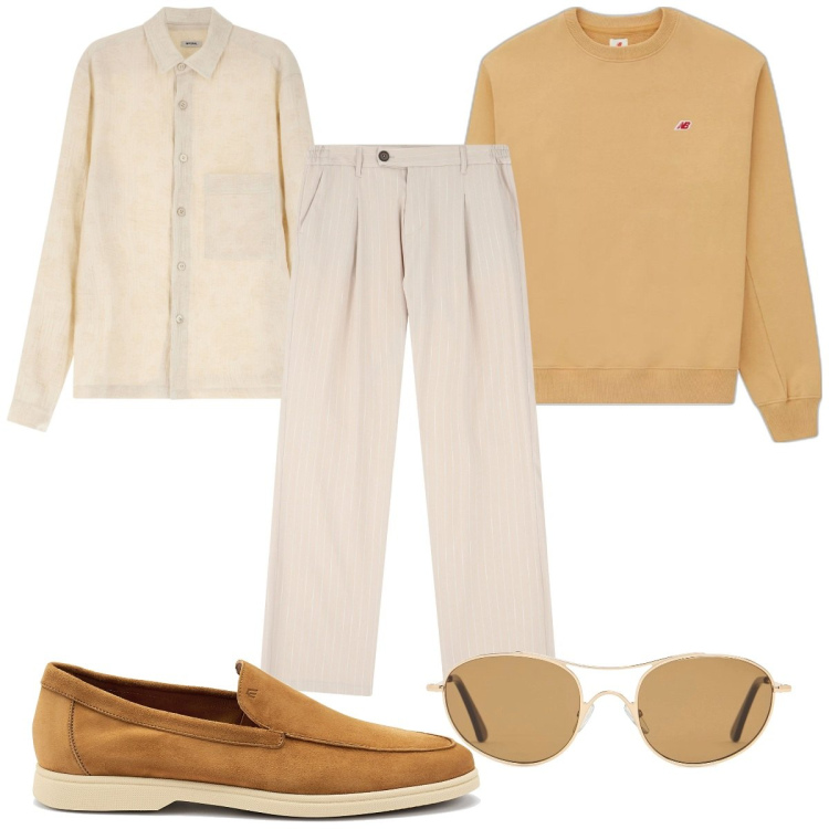 Outfit uomo - Total look #2170005. Stile Trendy per Tutti i giorni. Abbinamento con felpe, pantaloni, camicie, occhiali da sole, scarpe stringate.