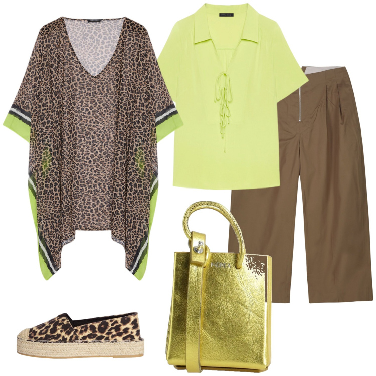 Outfit donna - Total look #2170108. Stile Casual per Tutti i giorni. Abbinamento con borse a spalla, espadrillas, pantaloni, caftani, bluse.