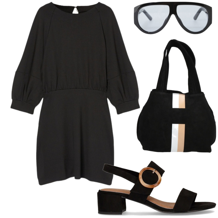 Outfit donna - Summer vibes. Stile Chic per Tutti i giorni. Abbinamento con borse a mano, occhiali da sole, vestiti corti, sandali col tacco.